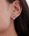 Pendientes cortos Muá corazón con cristal en plata baño rodio