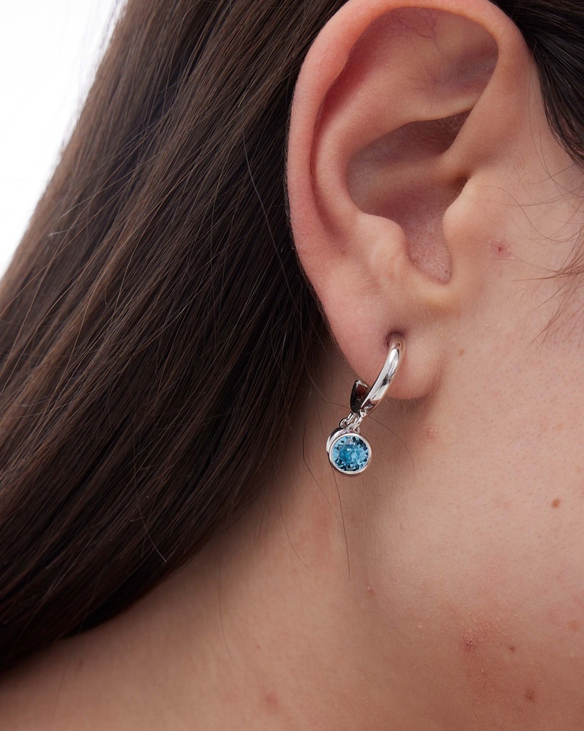 Pendientes aro Muá con cristal multicolor en plata baño rodio