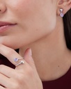 Anillo ajustable Muá corazón con cristal en plata baño rodio