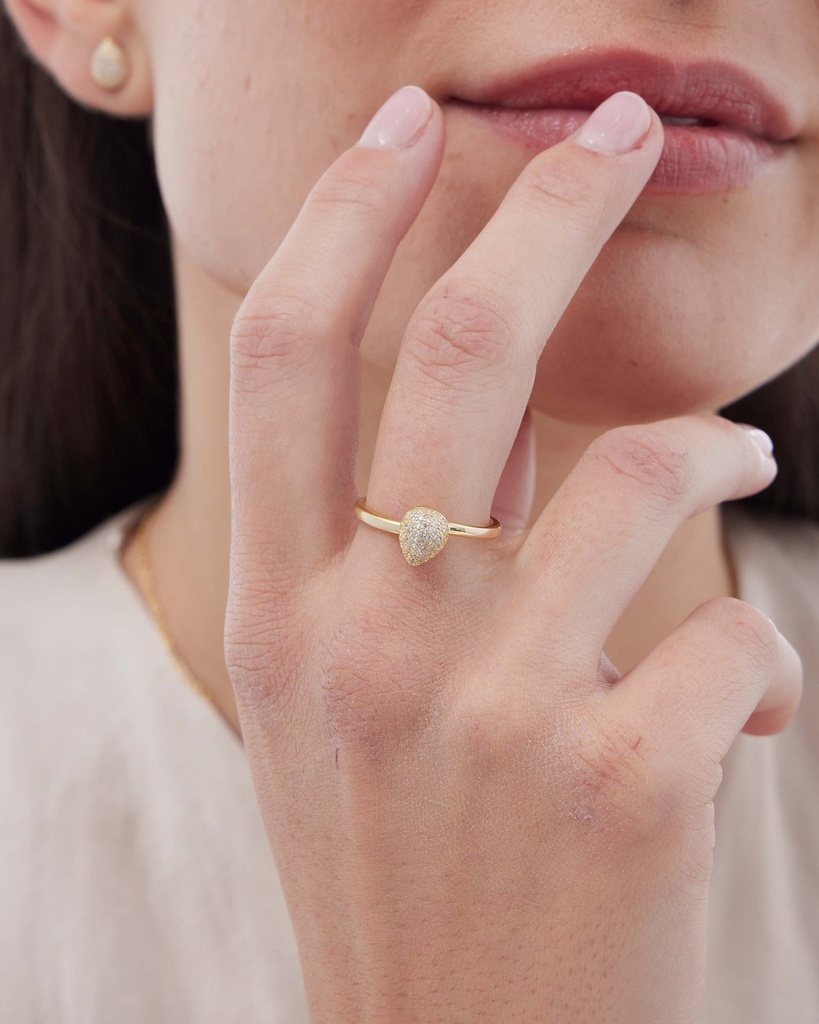 Anillo ajustable Lux gota con circonita blanca en Plata