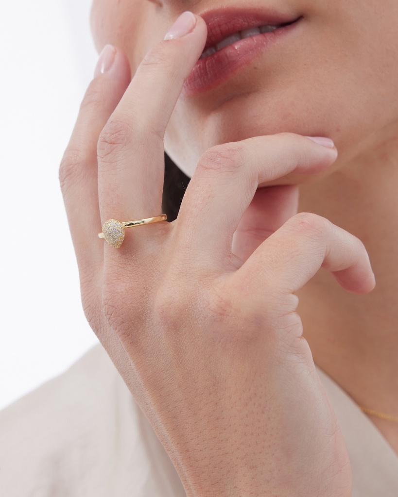 Anillo ajustable Lux gota con circonita blanca en Plata