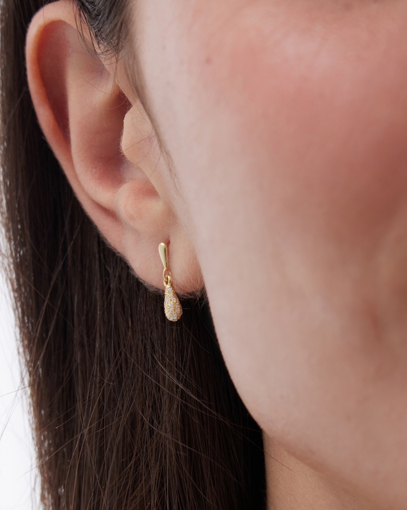 Pendientes cortos Lux gota con circonita blanca en Plata