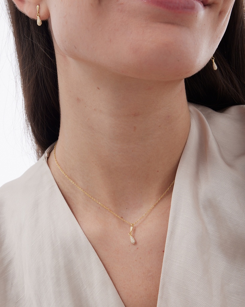 Collar corto Lux gota con circonita blanca en Plata