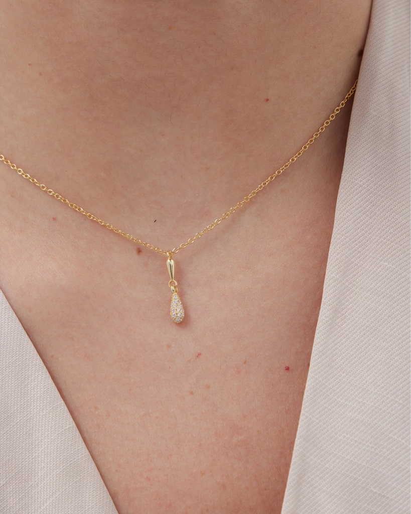 Collar corto Lux gota con circonita blanca en Plata