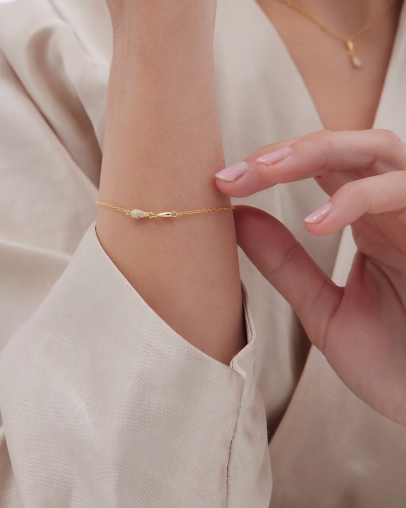 Pulsera Lux gota con circonita blanca en Plata
