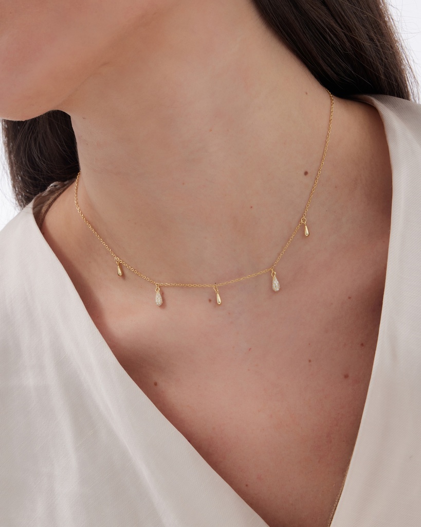 Collar corto Lux gota con circonita blanca en Plata