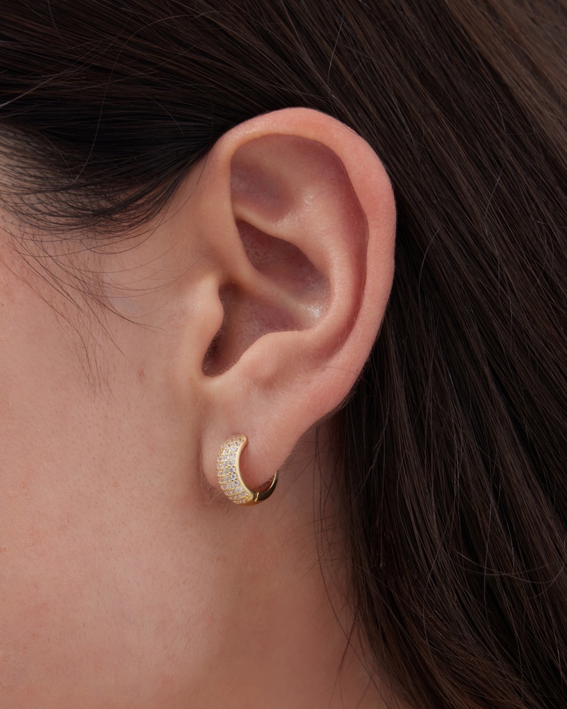 Pendientes aro 1,2cm click Lux con circonita blanca en Plata