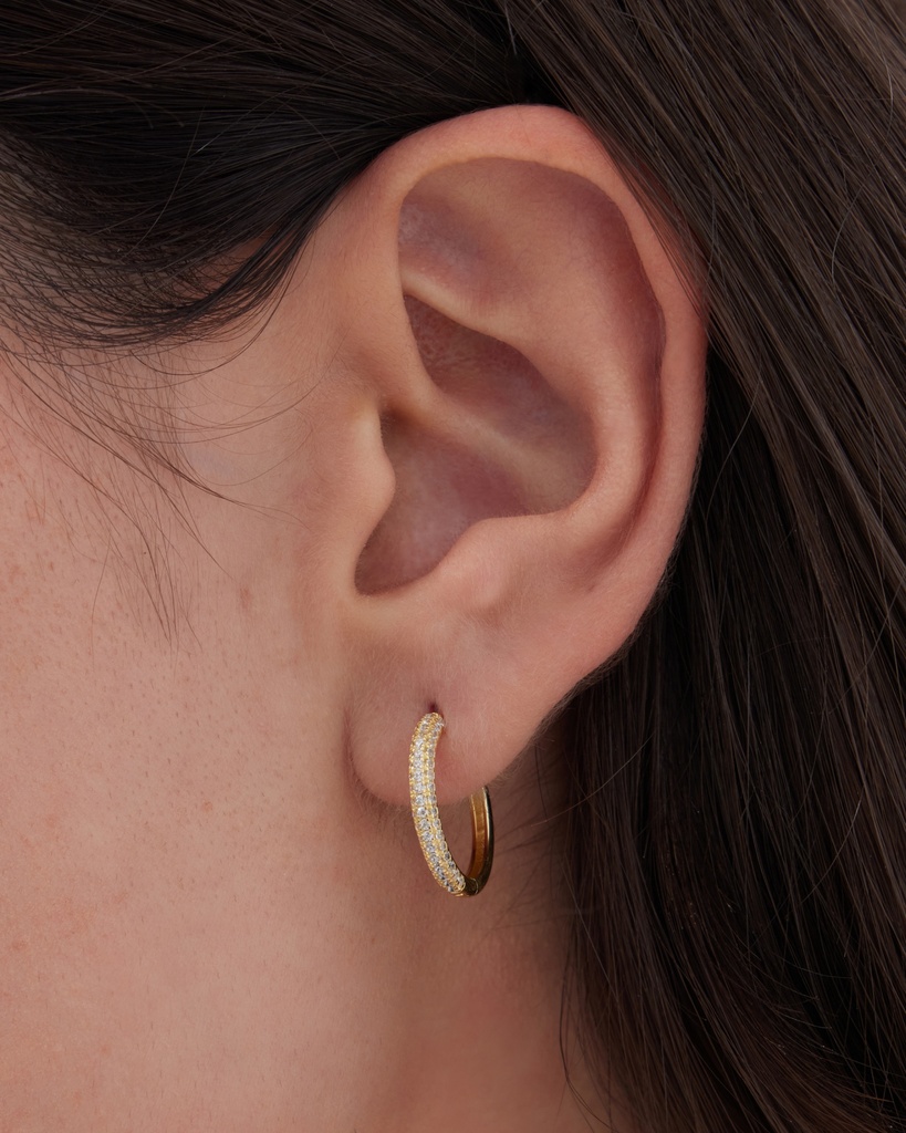 Pendientes aro 1,8cm click Lux con circonita blanca en Plata