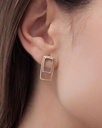 Pendientes cortos Avenue rectángulo bicolor en Plata