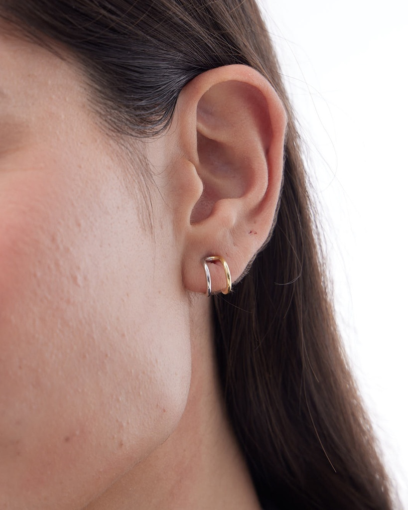 Pendientes aro Avenue doble bicolor en Plata