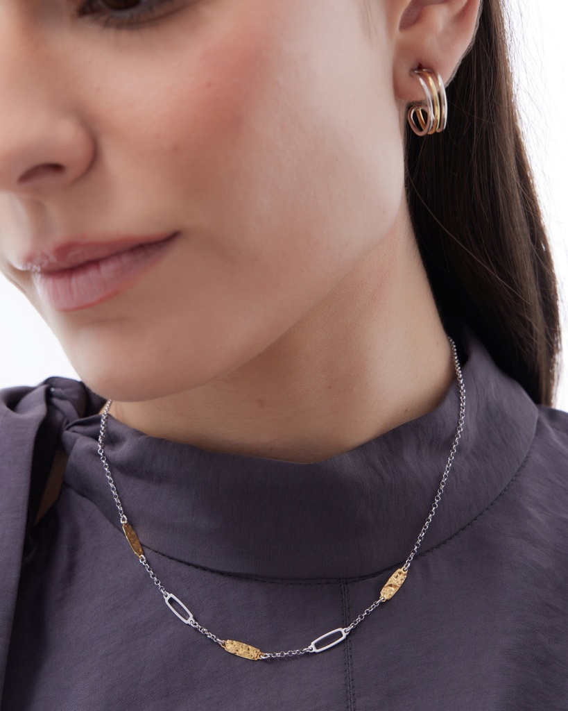 Pendientes aro Avenue triple bicolor en Plata