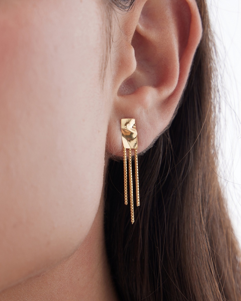 Pendientes largos Avenue rectángulo textura cadena en Plata