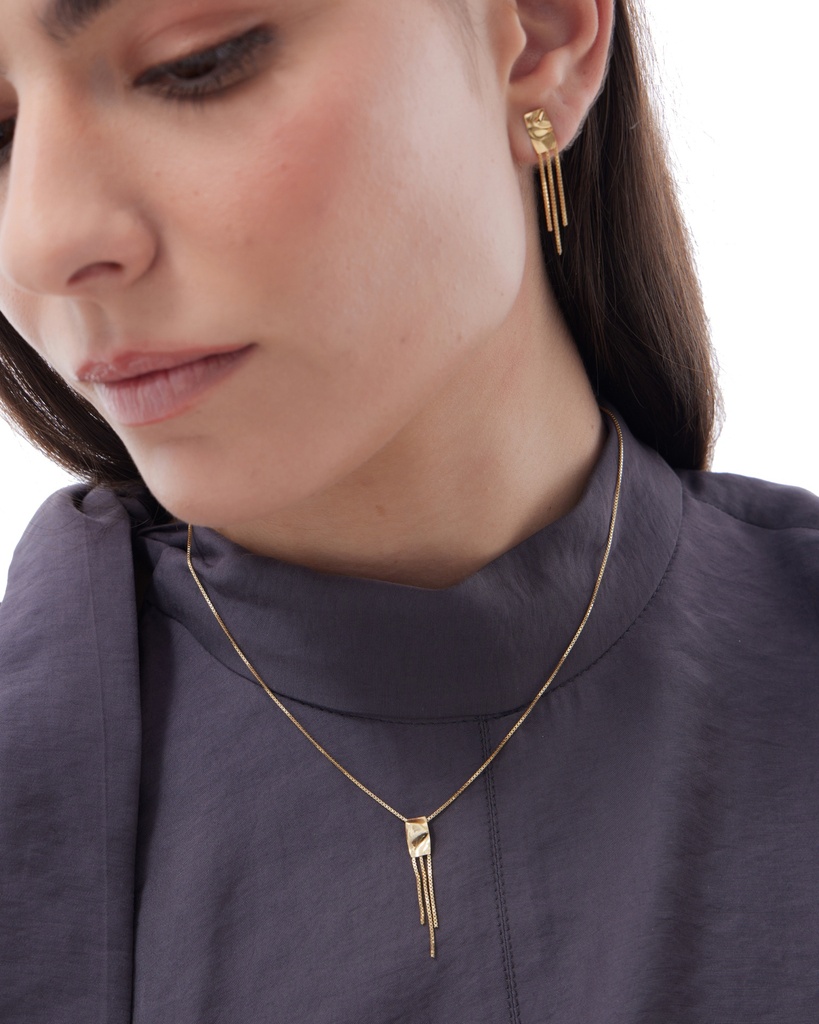 Pendientes largos Avenue rectángulo textura cadena en Plata