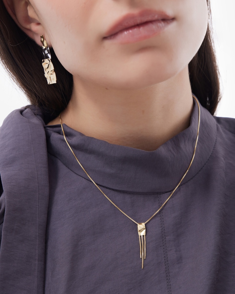 Collar largo Avenue rectángulo textura cadena en Plata