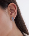 Pendientes cortos Eau con cristales riviere azul en Plata baño Rodio