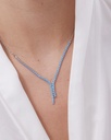 Collar largo Eau con cristales riviere azul en Plata baño Rodio