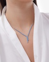 Collar largo Eau con cristales riviere azul en Plata baño Rodio