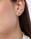 Pendientes cortos Eau con cristal rosa en Plata baño Oro