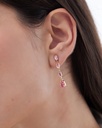 Pendientes largos Eau con cristal rosa en Plata baño Oro