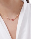 Collar corto Eau con cristal rosa en Plata baño Oro
