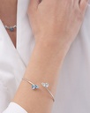 Brazalete Eau con cristal azul en Plata baño Rodio