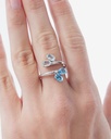 Anillo ajustable Eau con cristal azul en Plata baño Rodio