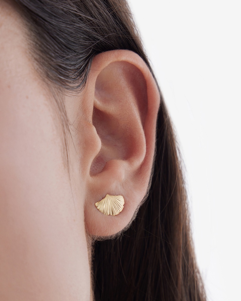 Pendientes botón Eau abanico pequeño en Plata