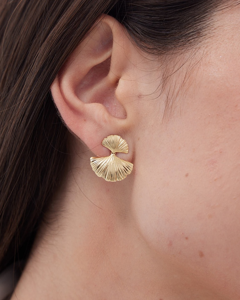 Pendientes corto Eau abanico doble en Plata