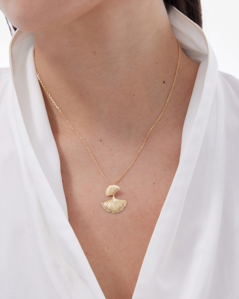 Collar corto Eau abanico doble en Plata