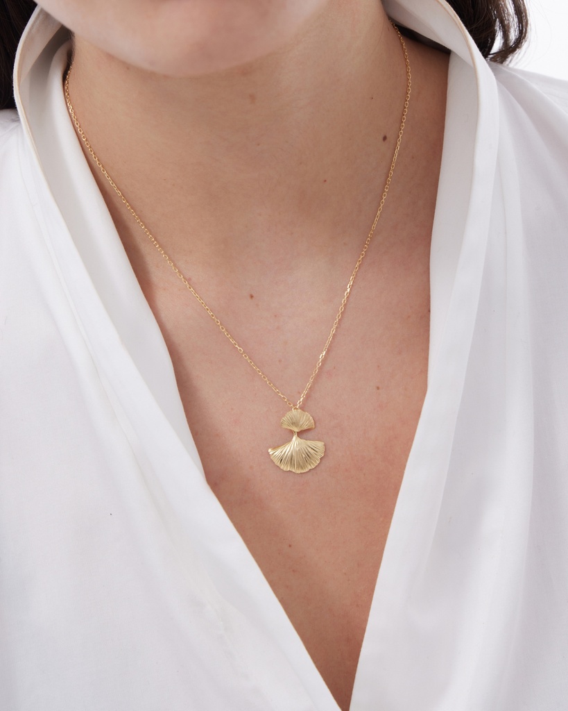 Collar corto Eau abanico doble en Plata