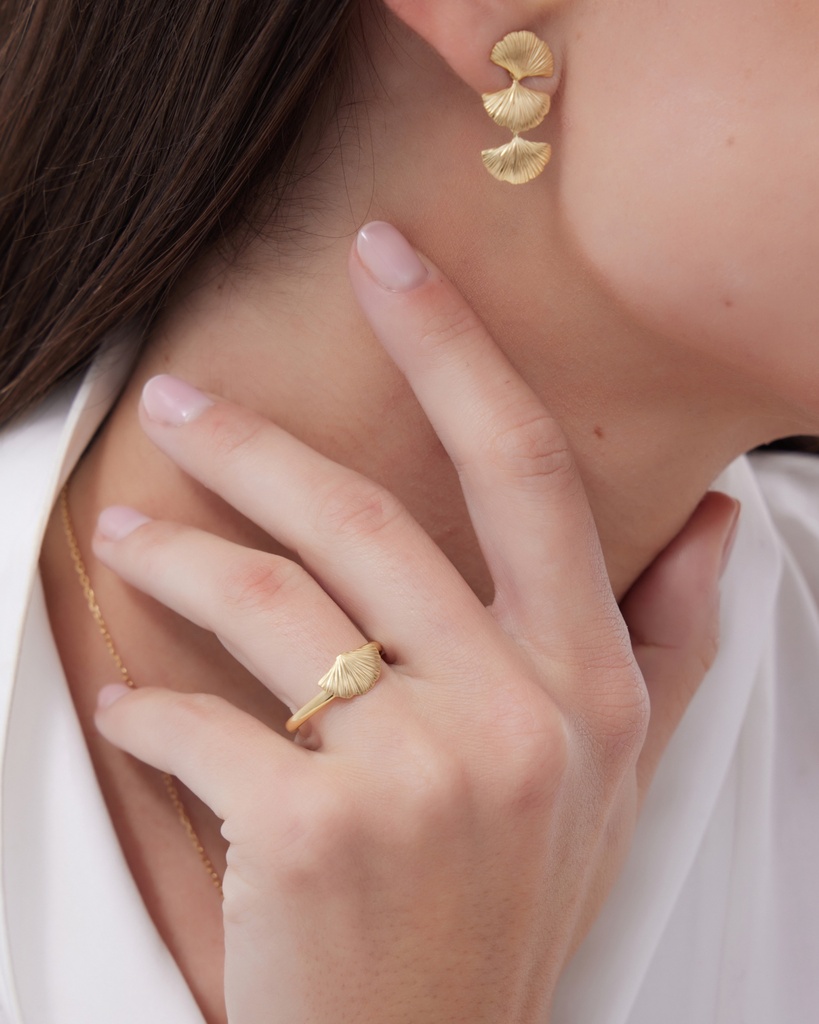 Anillo ajustable Eau abanico pequeño en Plata