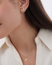 Pendientes botón Fleur mariposa en Plata baño Oro