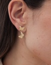 Pendientes largos Fleur mariposa doble en Plata baño Oro