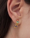 Pendientes aro Fleur con cristal multicolor en Plata baño Oro