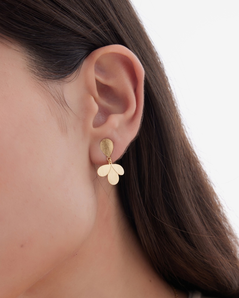 Pendientes cortos Azuree gota textura en Plata baño Oro