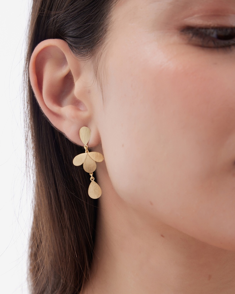 Pendientes largos Azuree gota textura en Plata baño Oro