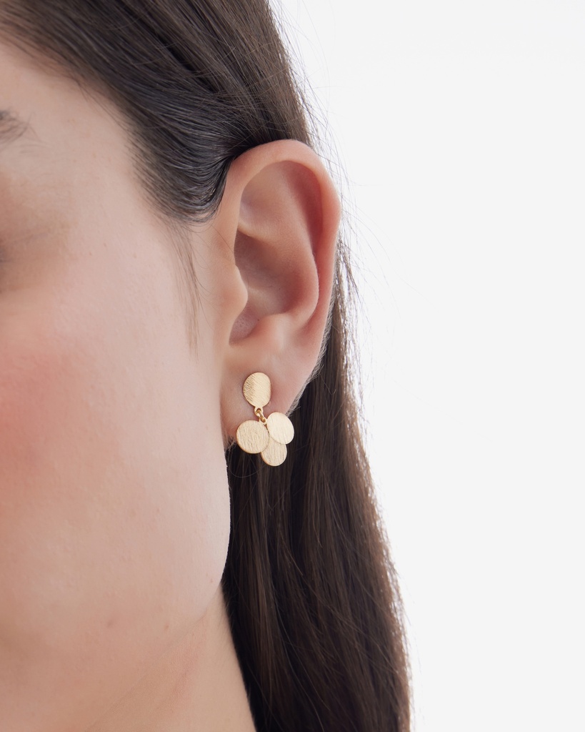 Pendientes cortos Azuree círculo textura en Plata baño Oro