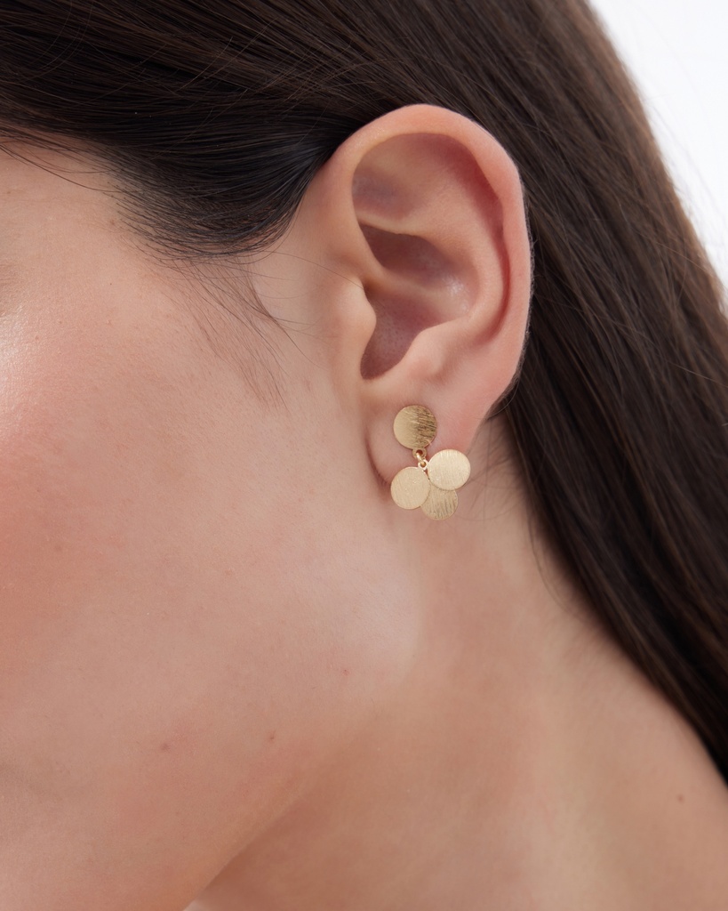 Pendientes cortos Azuree círculo textura en Plata baño Oro