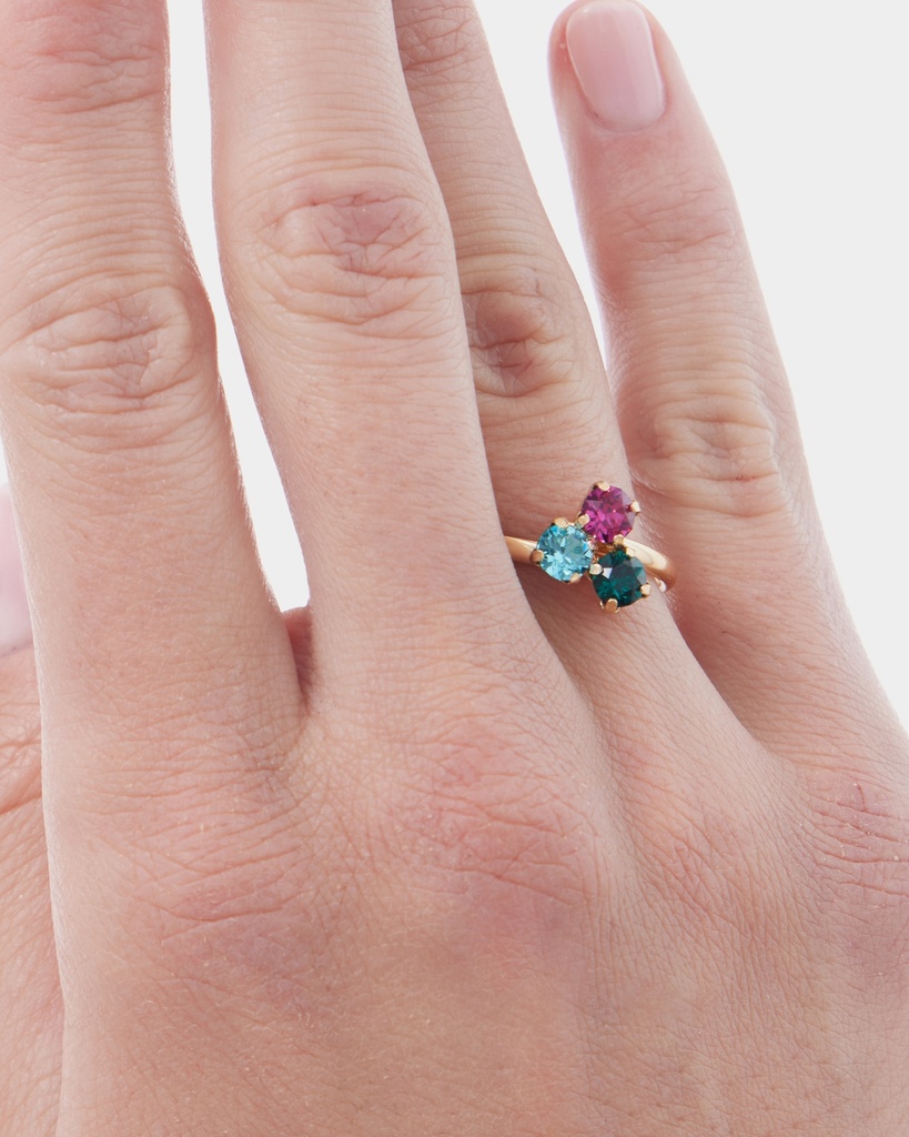 Anillo ajustable Azuree con cristal multicolor en Plata baño Oro