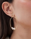 Pendientes largos Solene oval con perla en Plata baño Oro