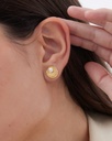 Pendientes botón Solene concha con perla en Plata baño Oro