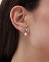 Pendientes cortos Solene con perla y cristal en Plata baño Oro