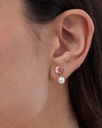 Pendientes cortos Solene con perla y cristal en Plata baño Oro
