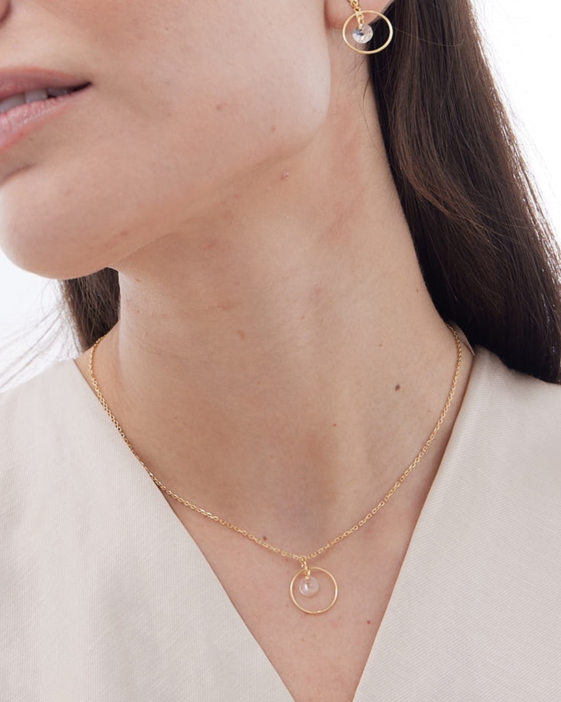 Collar corto Muse círculo con cristal blanco en Plata