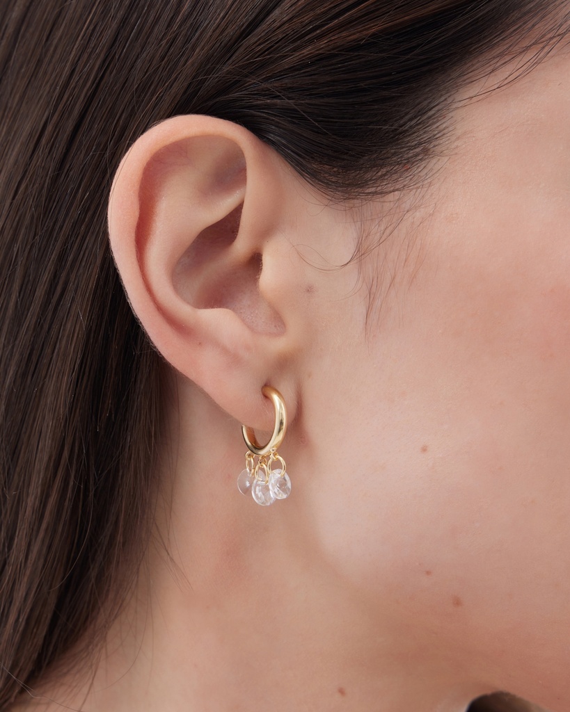 Pendientes aro Muse con cristal blanco en Plata