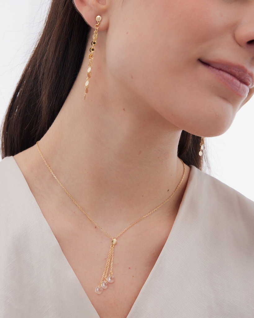 Collar largo Muse círculo con cristal blanco en Plata