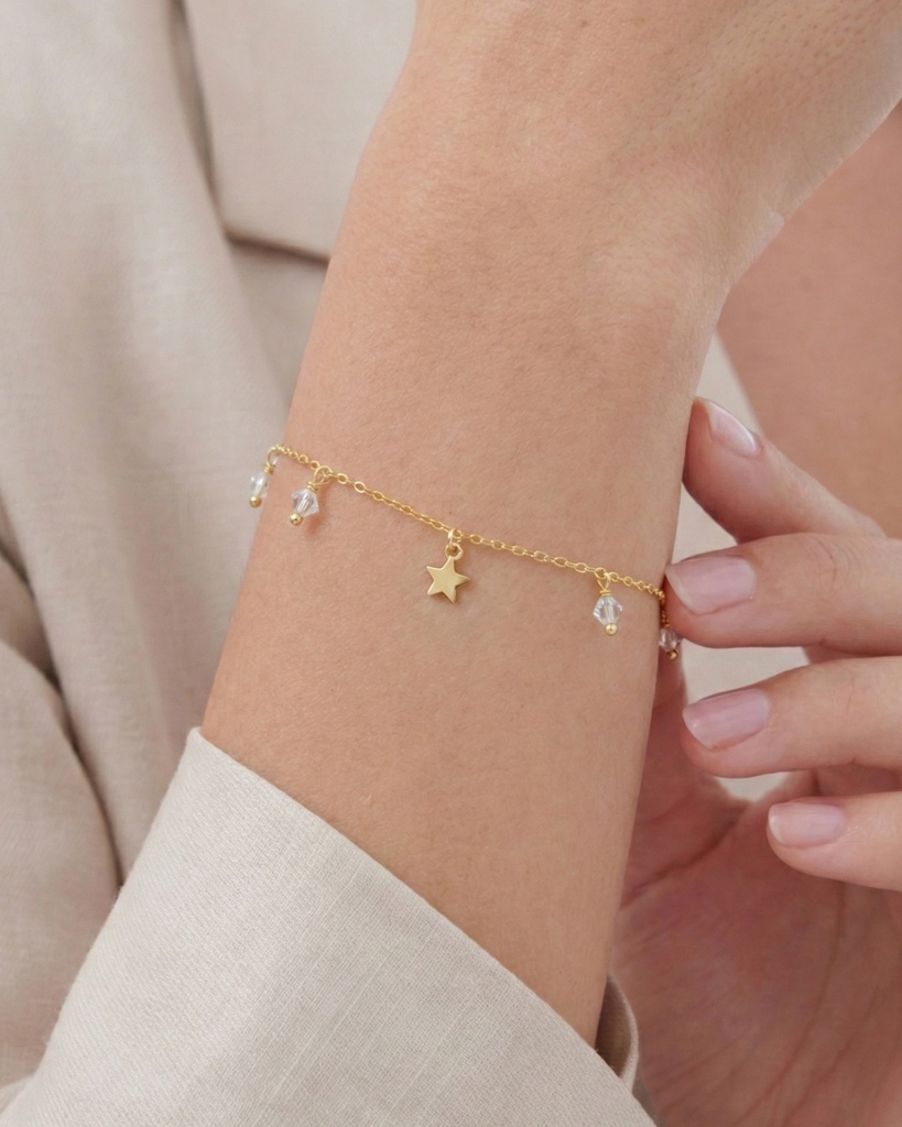 Pulsera Muse estrella con cristal blanco en Plata