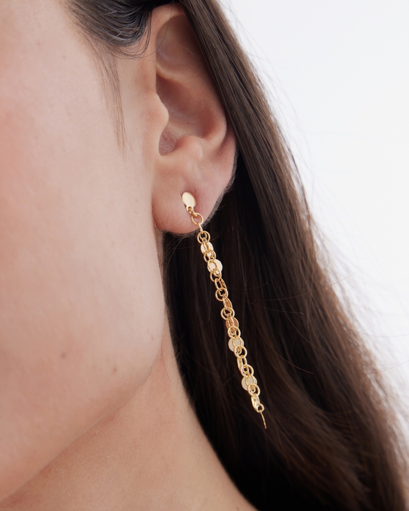 Pendientes largos Muse mini círculo en Plata