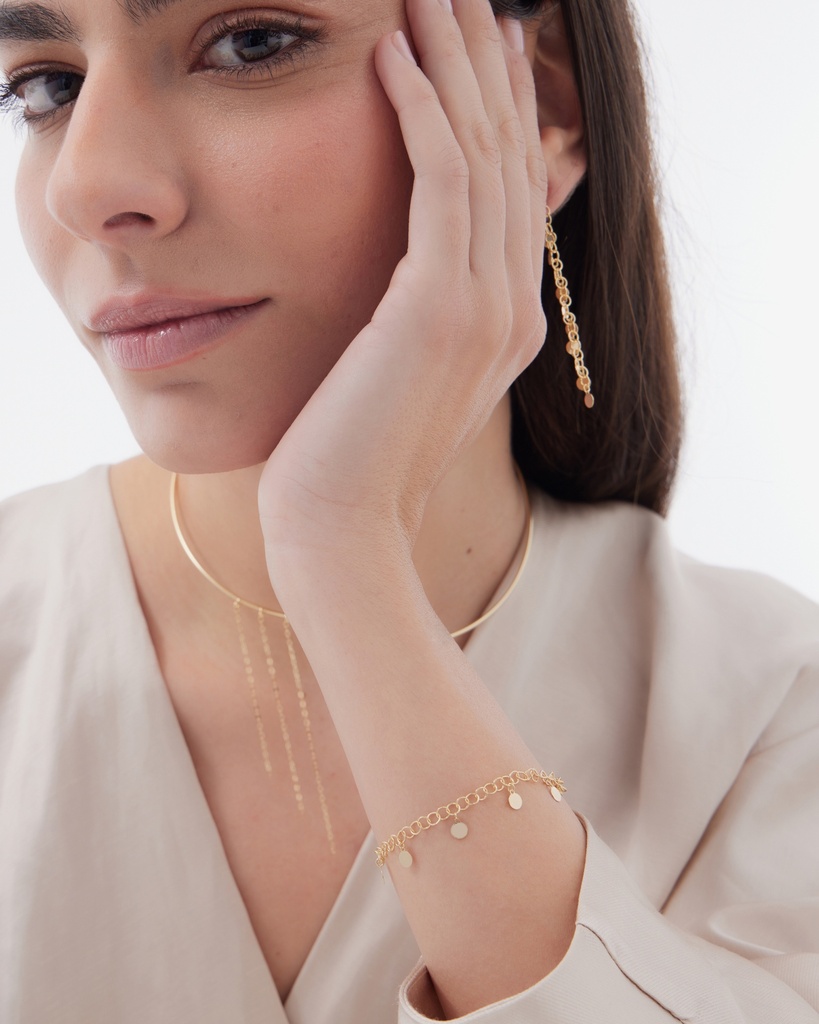 Pendientes largos Muse mini círculo en Plata