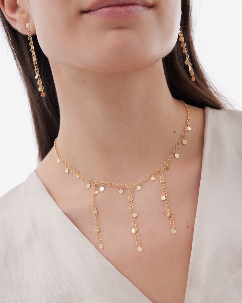 Collar largo Muse mini círculo en Plata